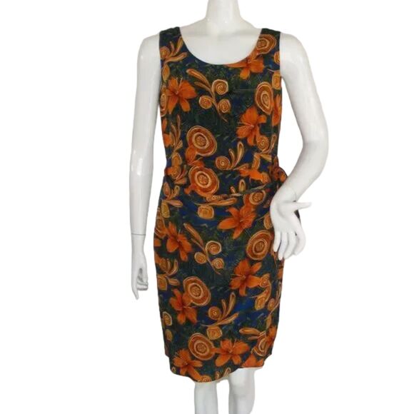Vintage Spencer Jeremy Dress, 6, Silk, Multicolor, Polynesian, Ties on Hip - Picture 1 of 13